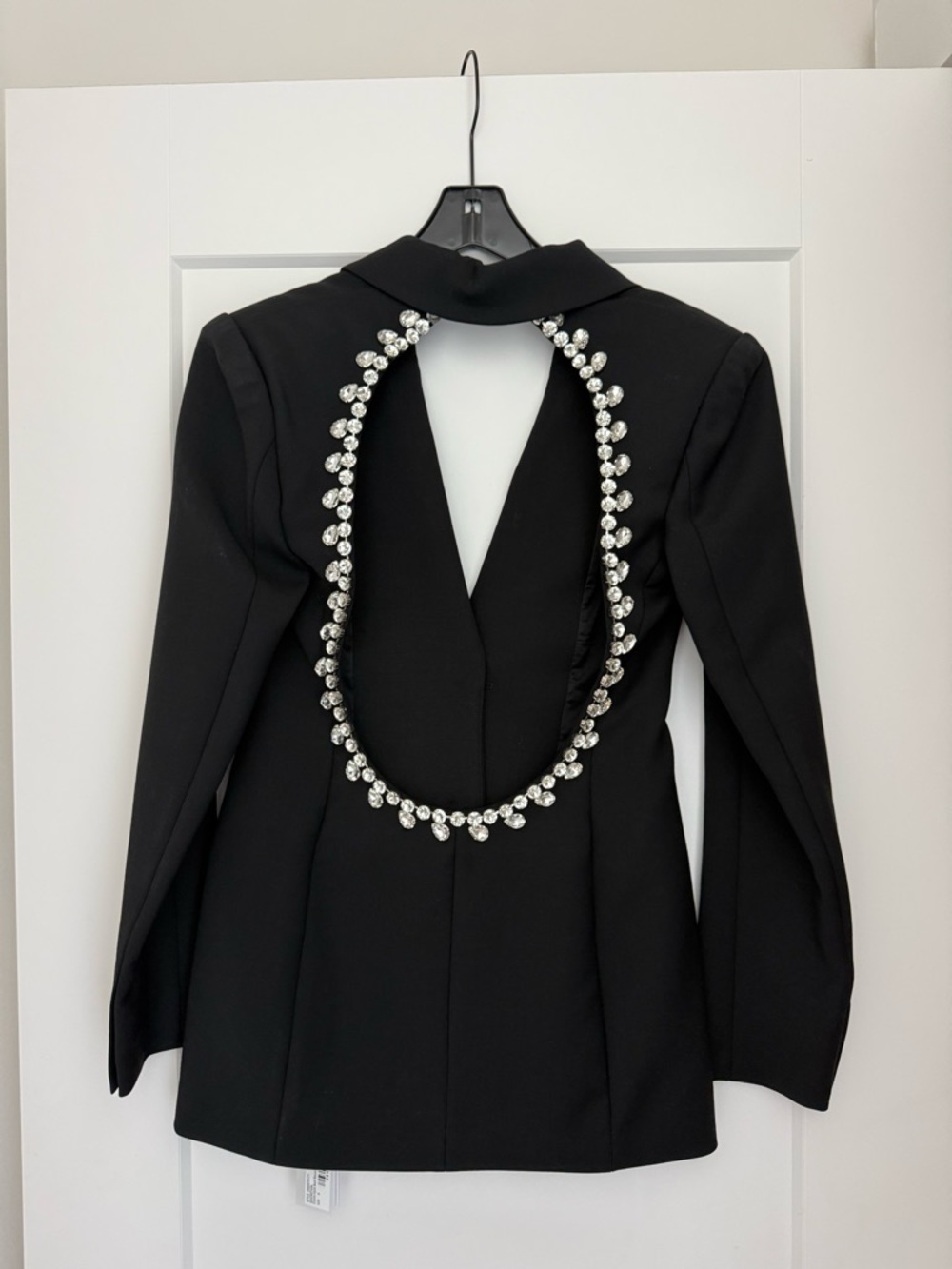 AREA Crystal Open Back Blazer Dress